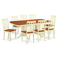 East West Furniture NAAN9-WHI-W 9 Piece Dining Room Table Set Includes a Rectangle Kitchen Table with Butterfly Leaf and 8 Dining Chairs, 40x78 Inch, Buttermilk & Cherry