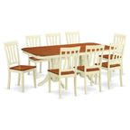 East West Furniture NAAN9-WHI-W 9 Piece Dining Room Table Set Includes a Rectangle Kitchen Table with Butterfly Leaf and 8 Dining Chairs, 40x78 Inch, Buttermilk & Cherry
