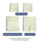 Extra Deep Pocket Queen Sheets - 4 Piece Breathable & Cooling Bed Sheets - Hotel Luxury Bed Sheet Set - Soft, Wrinkle Free & Comfy - Easily Fits Extra Deep Mattresses - Light Sage Green Sheets Set
