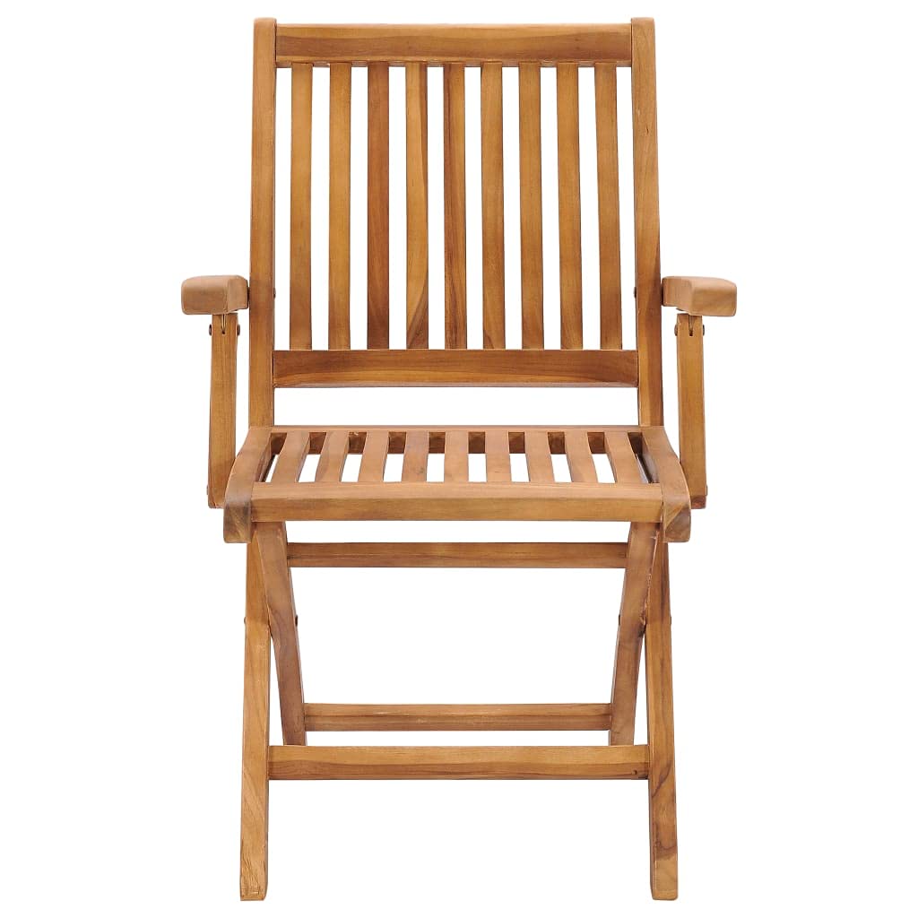 vidaXL Solid Teak Wood Patio Chairs- Foldable Outdoor Seating Set with Gray Cushions, Durable, Weather-Resistant and Comfortable