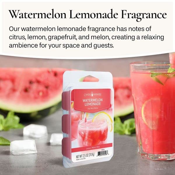 Candle Warmers Etc Classic Wax Melts 2.5Oz, Watermelon Lemonade Fragrance (4-Pack) - Each Pack Has X4 2.5 Oz Wax Melts And 30 Ho