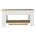 Saturn Storage Table, 4 Legs, Lower Shelf, Light Oak/White
