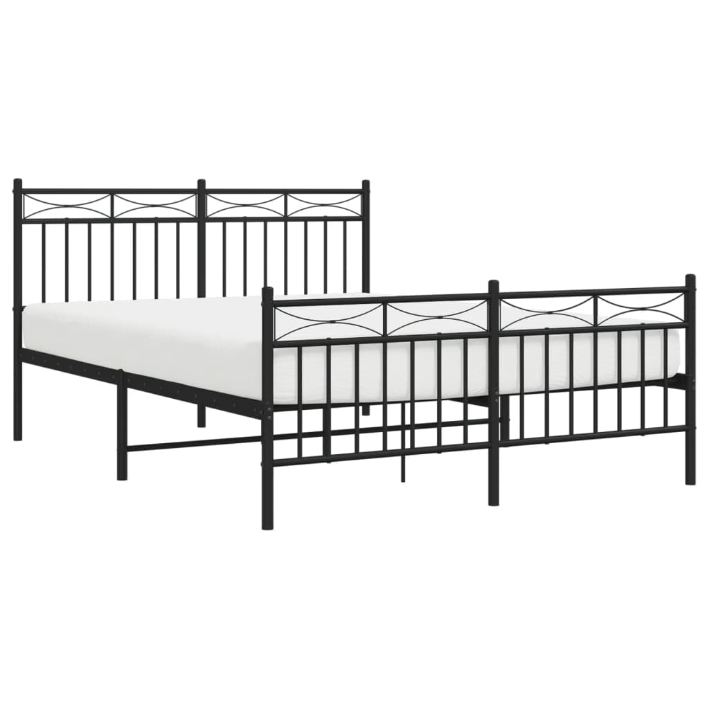 vidaXL 11'' Metal Full Bed Frames with Headboard and Footboard, Platform Bed Frame with Strong Metal Slats Support, Under Bed Storage, Noise Free, Black, Without Mattress