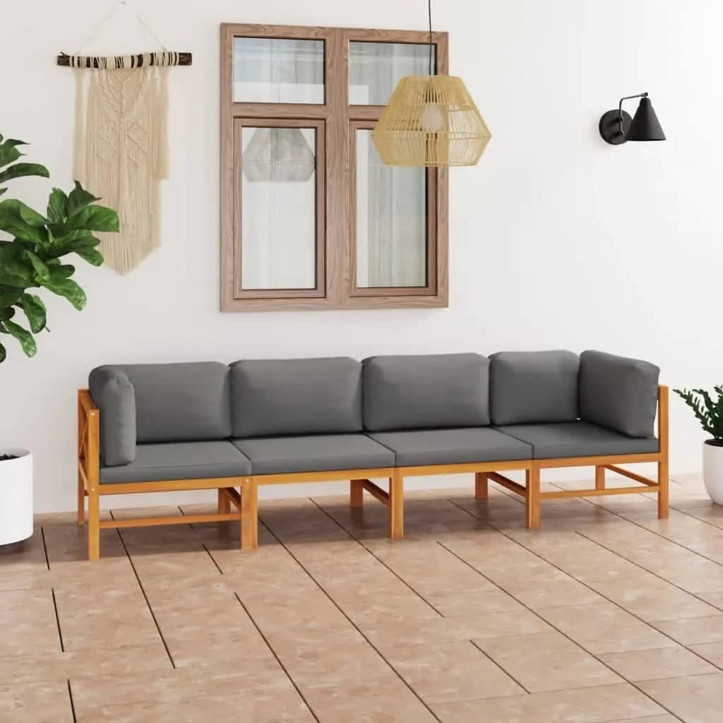 vidaXL Solid Teak Wood 4-Seater Patio Sofa - Thumbnail 2