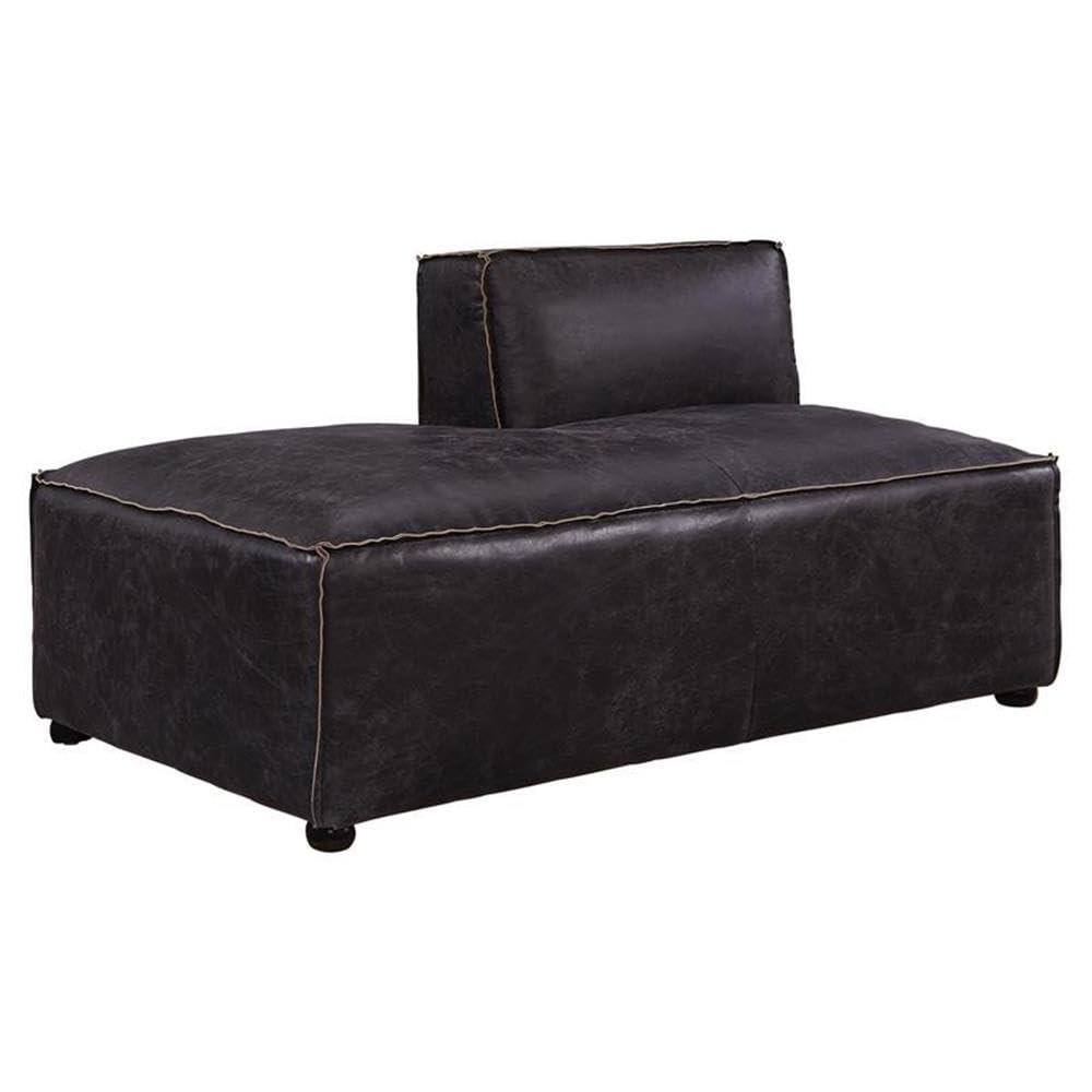 Acme Furniture Birdie Leather Upholstered Modular Chaise Lounge in Antique Slate