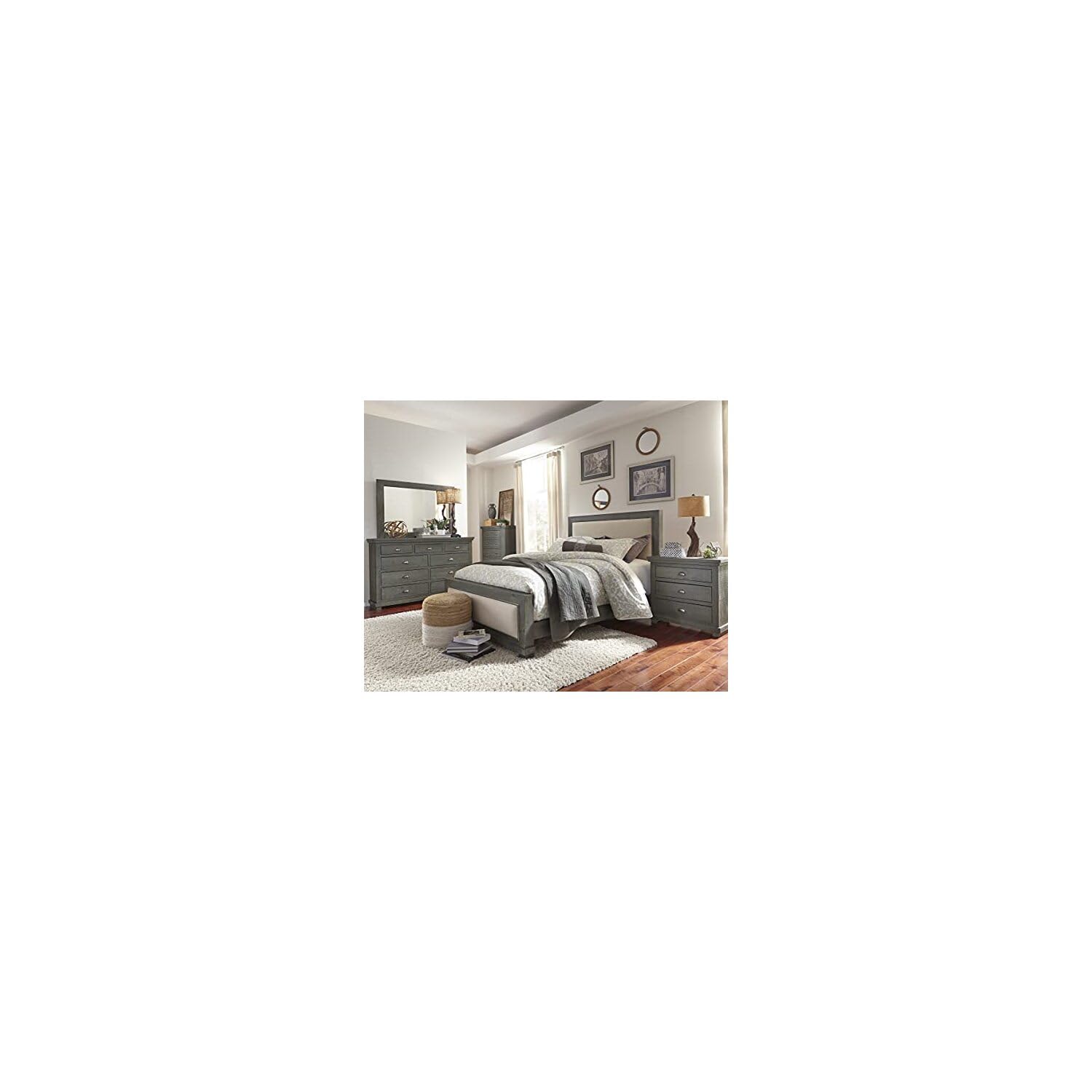 Progressive Furniture King Willow Upholstered Bed, Distressed Dark Gray