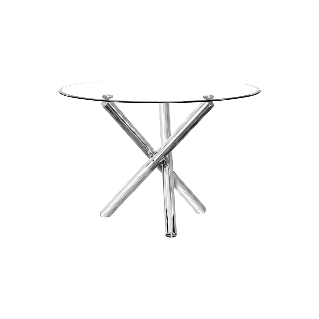 Best Master Furniture Crystal 5 Pcs Round Glass Top Dinette Set 5-Piece, White