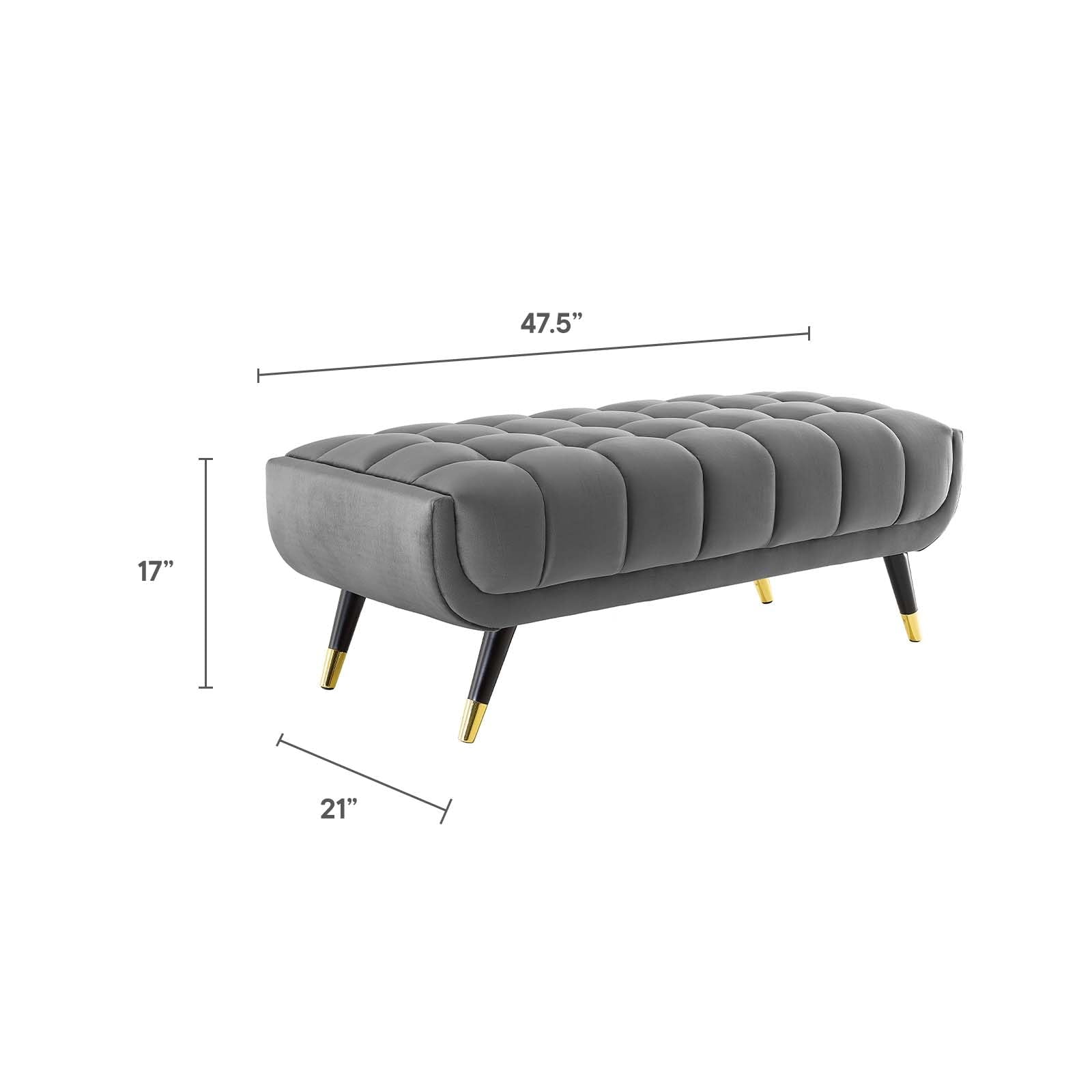 Modway Adept 47.5&quot; Performance Velvet Bench In Gray