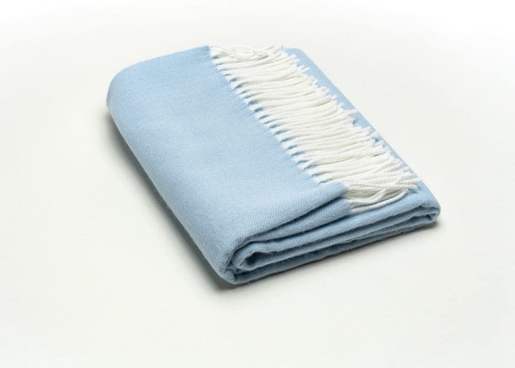 HomeRoots Sky Powder Blue Soft Acrylic Herringbone Throw Blanket