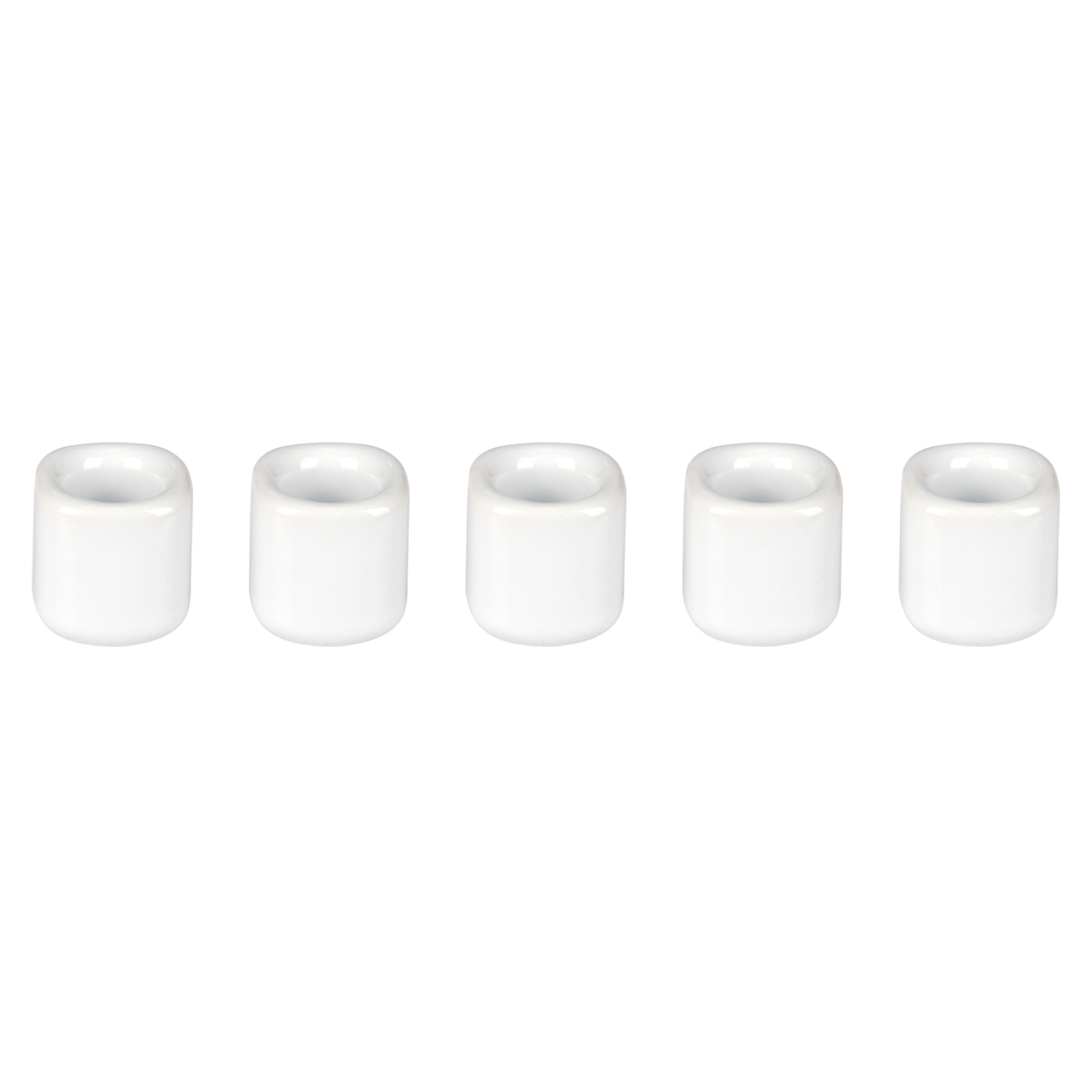 Mega Candles 5 pcs White 1/2 Inch Diameter Ceramic Chime Ritual Spell Candle Holders, Great for Casting Chimes, Meditation, Ritu