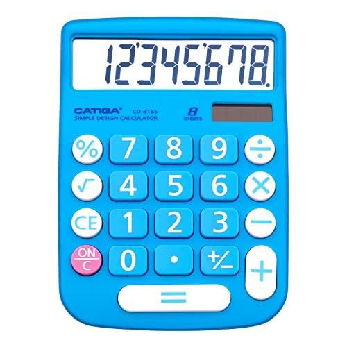 Catiga Desktop Calculator 8 Digit With Solar Power And Lcd Display, Big Buttons, For Home, Office, School, Class And Business, 4