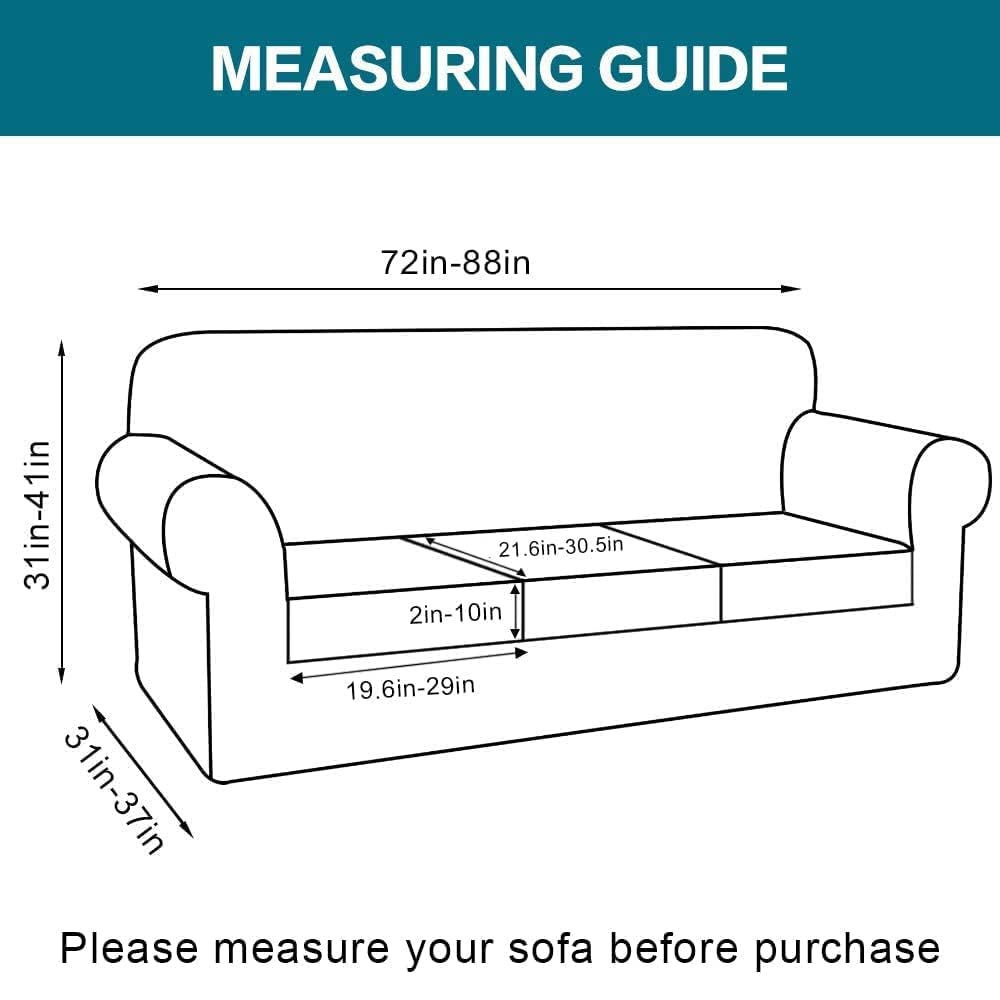 Turquoize 4 Piece Sofa Covers For 3 Cushion Couch Slipcover Soft Cover Dogs-Washable Furniture With Individual Covers,Feature Jacquard Fabric(3 Cushion Sofa, Caramel)