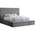 Best Master Furniture Yumi Upholstered Velour Low Profile Platform Bed, Cal. King, Grey