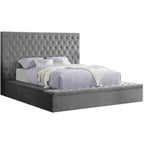 Best Master Furniture Yumi Upholstered Velour Low Profile Platform Bed, Cal. King, Grey