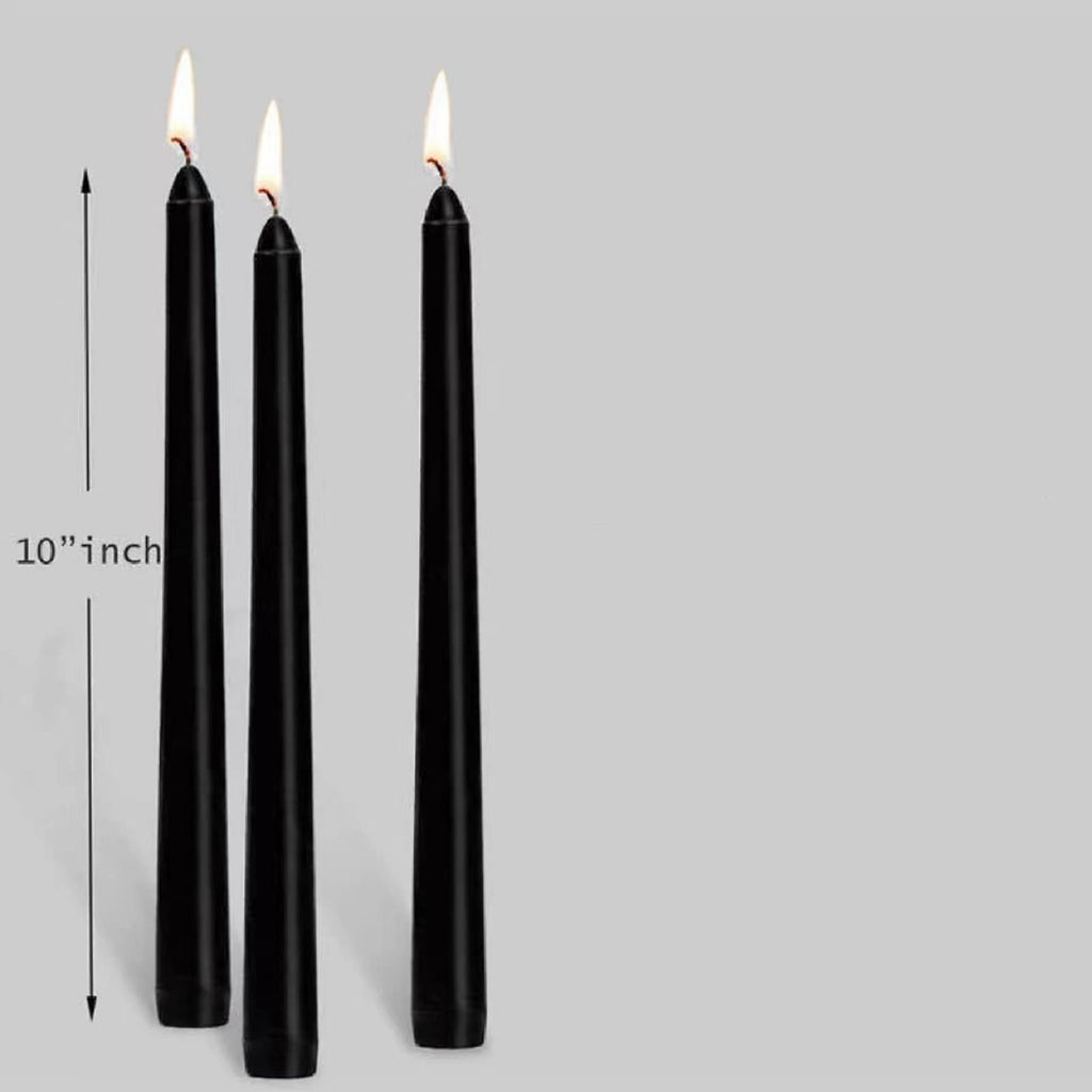 10 Inch Black Taper Candles-Set Of 4 Tapered Candle, Tall Candlesticks,Dripless And Smokeless,Home Dinner Candle, Party, Wedding