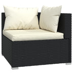 vidaXL 7 Piece Black PE Rattan Garden Lounge Set with Cushions and Tempered Glass Coffee Table for Patio Outdoor and Indoor Seating