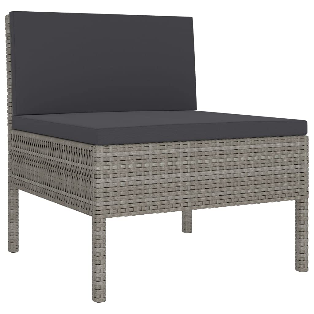 vidaXL 3 Piece Outdoor Patio Lounge Set with Cushions - Weather-Resistant and Waterproof, Polyester Cushion Covers, Includes Coffee Table - Light-Weight, Poly Rattan Material, Grey