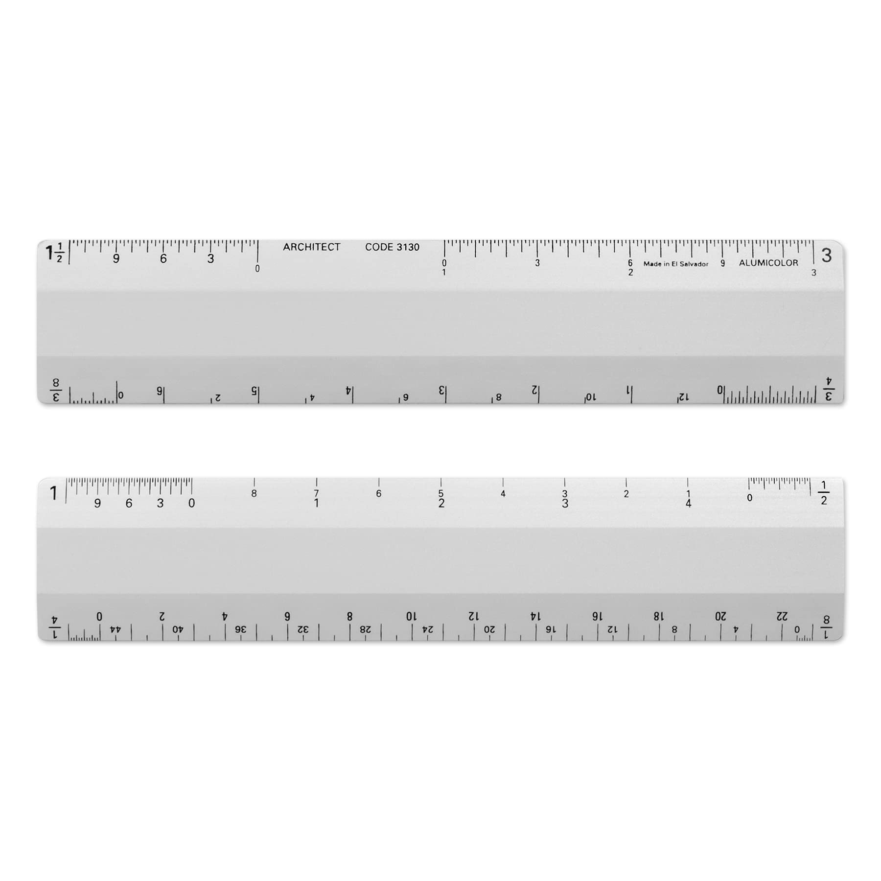 Alumicolor Architect 6 Inch Ruler Scale W/ 4 Bevel For Drawing, Drafting & Engineering, Calibrations Divided By (1/8, 1/4), (1/2