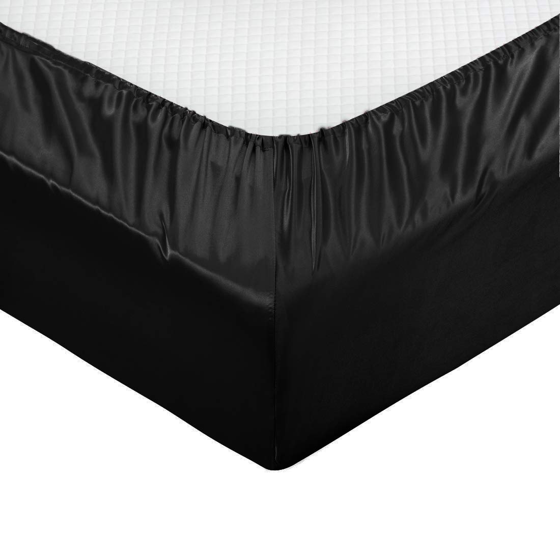 Treely 6 Piece Satin Sheets Full Size Silky Smooth Black Satin Sheet Set With Deep Pocket, Satin Fitted Sheet, Flat Sheet, 4 Sat