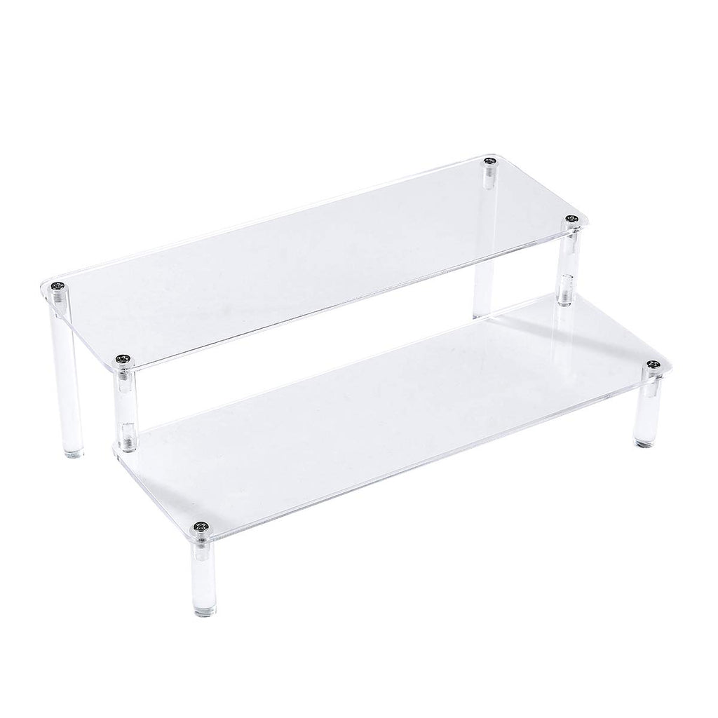 BYCY Acrylic Clear 2-Tier Riser Display Shelf for Figures, Desserts Holder, Collections Organizer and Cosmetic Items Shelf (12''