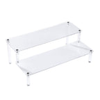 BYCY Acrylic Clear 2-Tier Riser Display Shelf for Figures, Desserts Holder, Collections Organizer and Cosmetic Items Shelf (12''