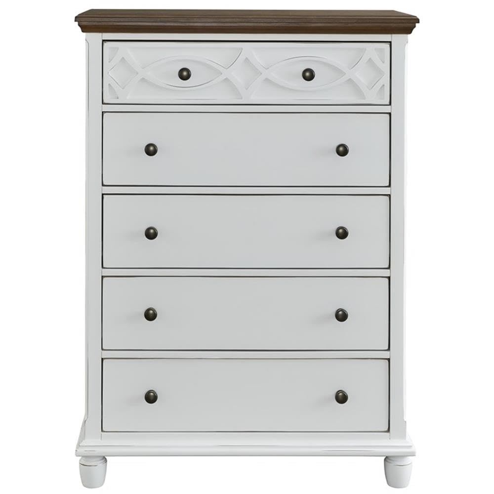 Progressive Furniture Granada Wood Chest in Oak Vanilla, Brown/White