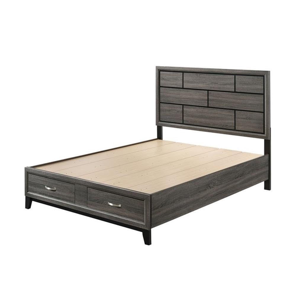 Acme Valdemar Eastern King Bed With Storage In Weathered Gray