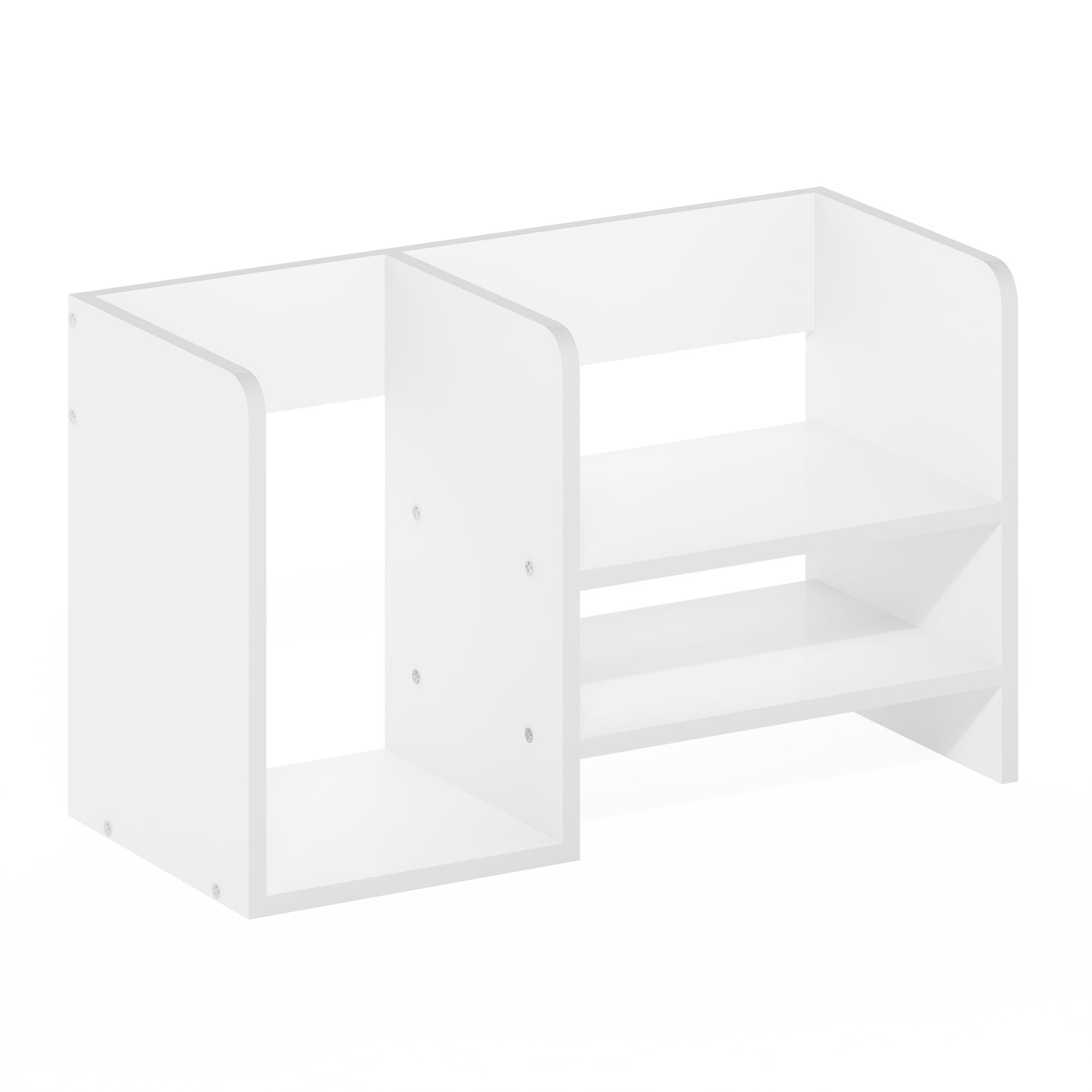 Furinno Hermite Wood Desktop Book And Home Office Supplies Storage Organizer, White