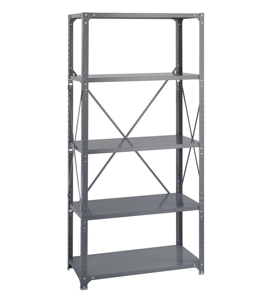 Commercial Steel Shelving Unit, 5 Shelves, 36w x 18d x 75h, Dark Gray