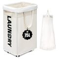 HASTHIP Laundry Basket With Wheels 75L, Waterproof, 30x40x68cm, Collapsible