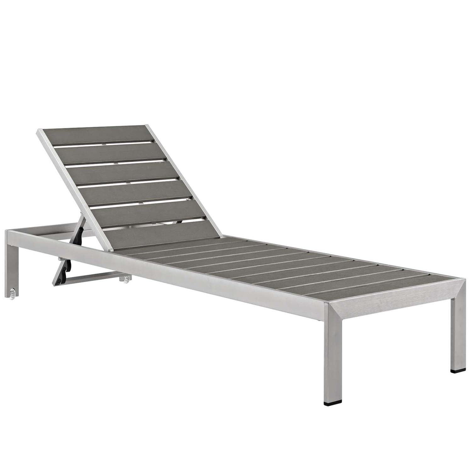 Modway Eei-4502-Slv-Trq Shore Outdoor Patio Aluminum Chaise With Cushions, Silver Turquoise