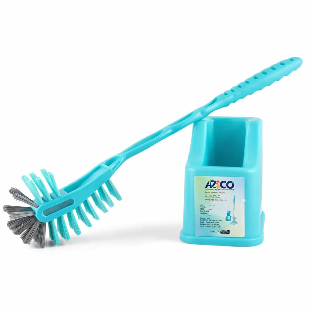 Double Hockey Shape Toilet Cleaner Brush with Holder Stand, Toilet Cleaning Brush for Western and Indian Toilet, Bathroom Brush