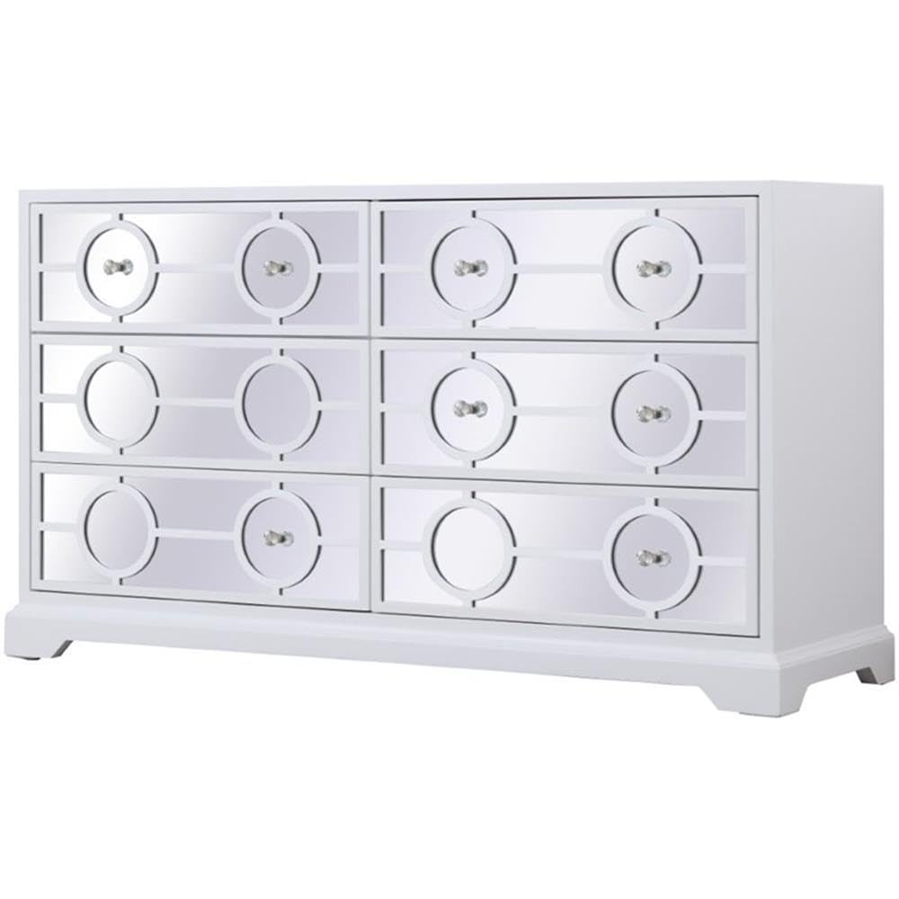 Elegant Decor Modern 6 Drawer 60" Dresser in Hand Painted White