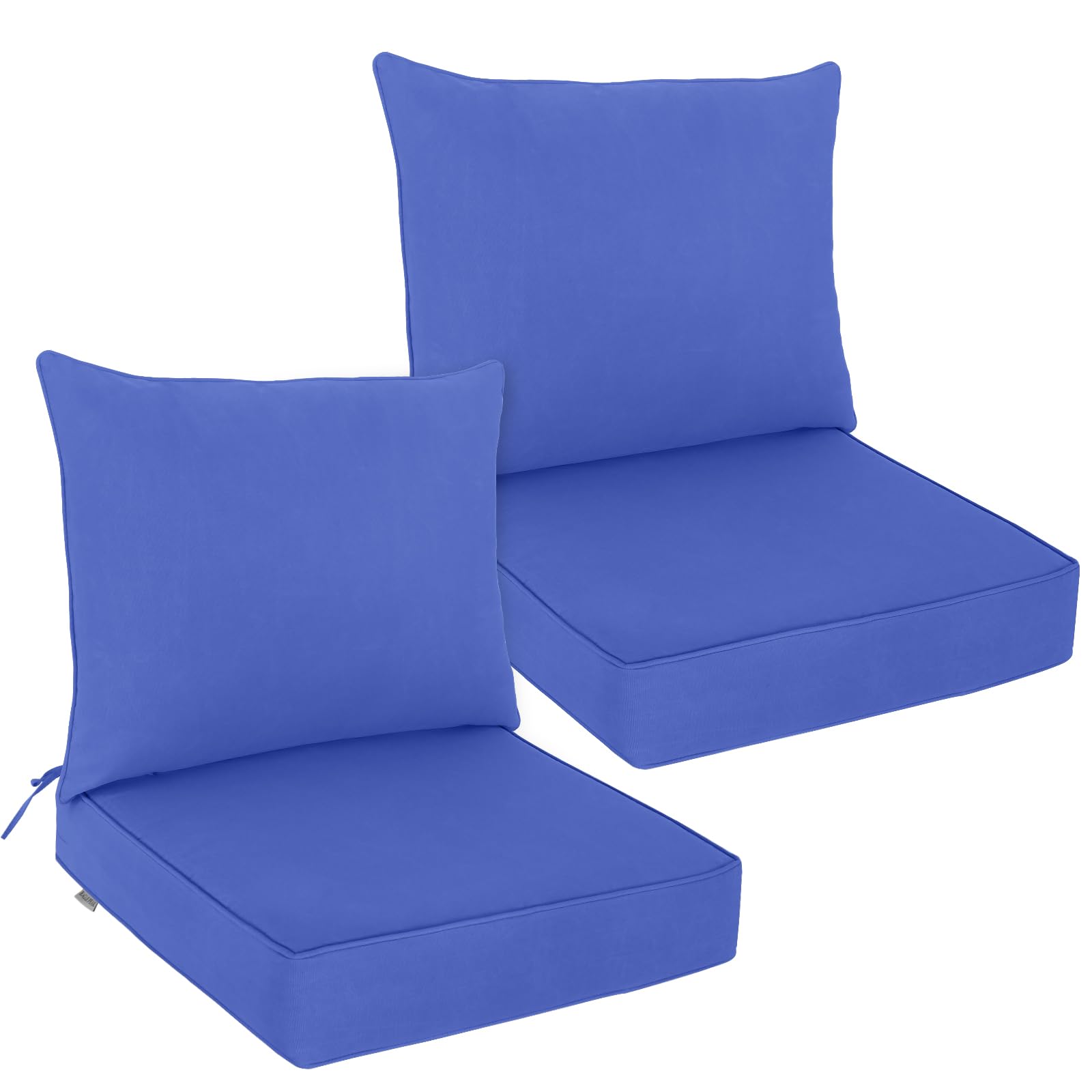 Eagle Peak Outdoor Deep Seat Patio Seat Cushion Set, 25 X 25 X 5 Inch, 2-Piece Back Chair Cushion, Set Of 2, Ocean Blue