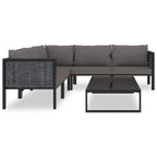 vidaXL 6 Piece Garden Lounge Set with Cushions Patio Balcony Outdoor Seating Furniture Chair Lounge Sofa Set Poly Rattan Anthracite