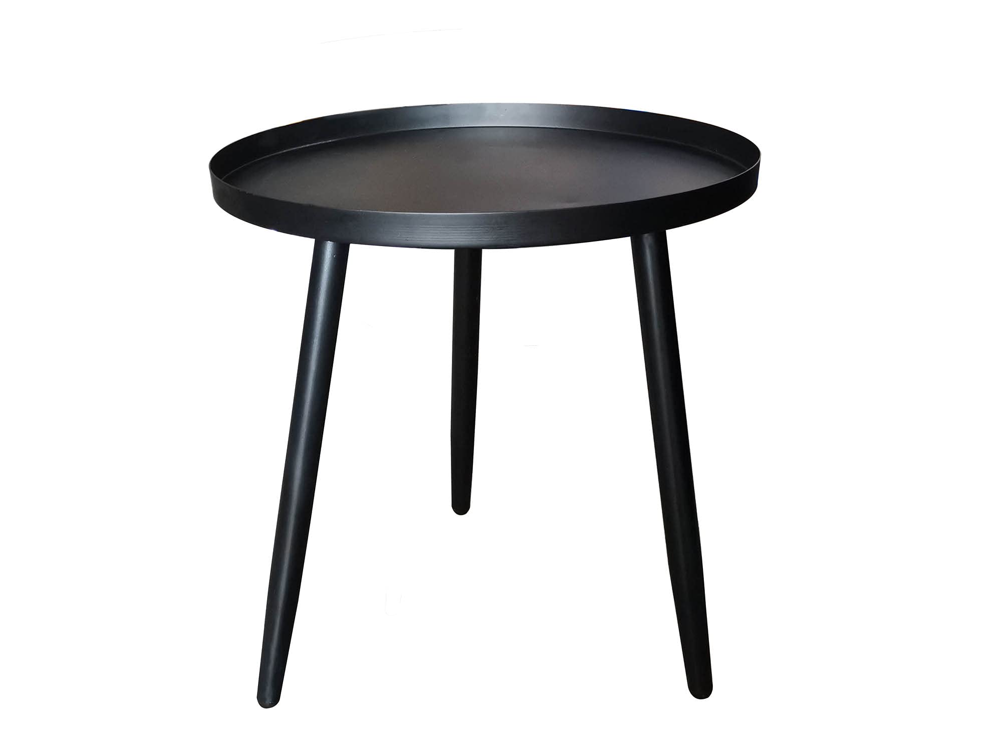 Pilaster Designs Modern 16&quot; Round Black Metal Scranton 3 Legged Side End Accent Table