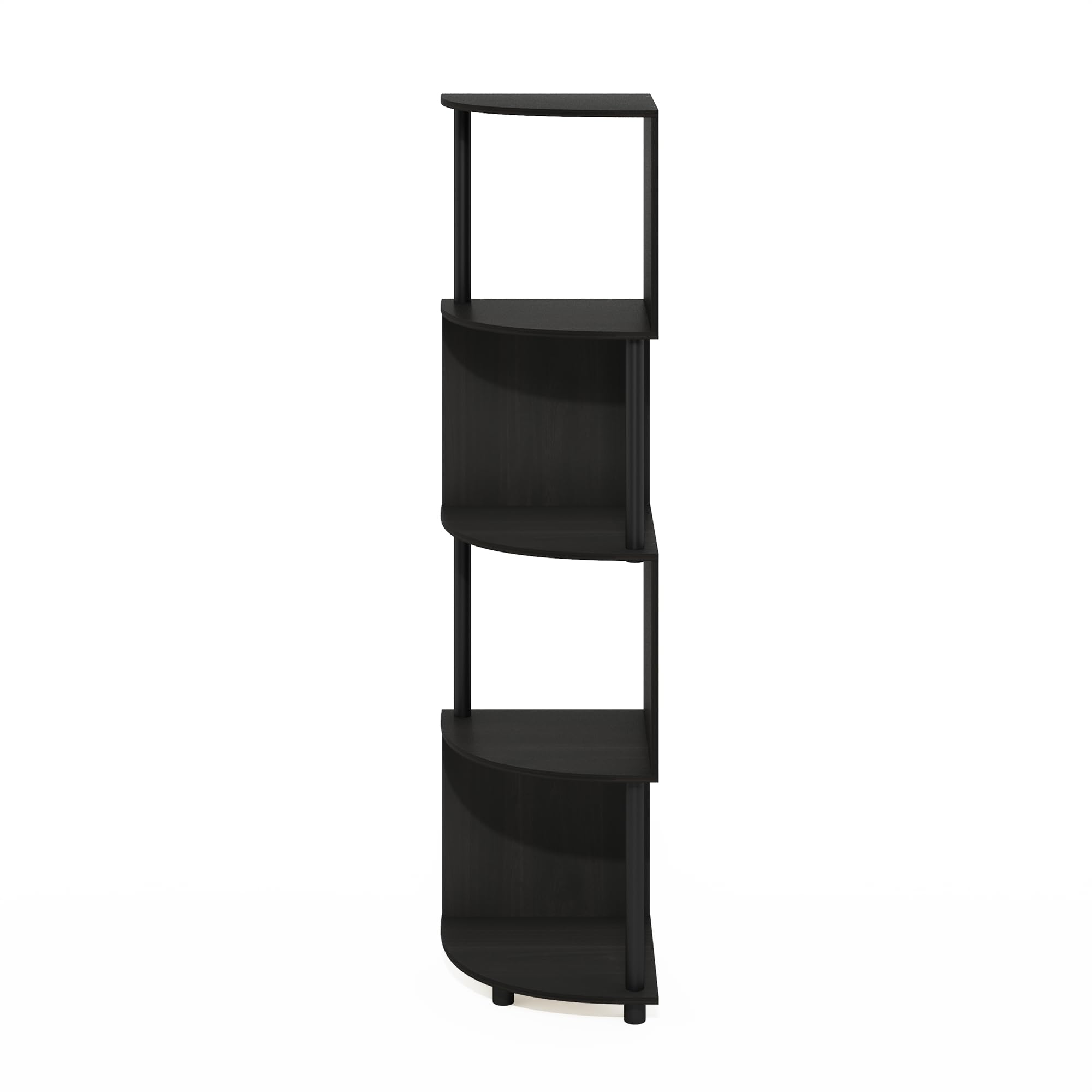 Furinno Econ 4-Tier Zigzag Corner Shelf Bookcase, Bookshelf, Espresso/Black