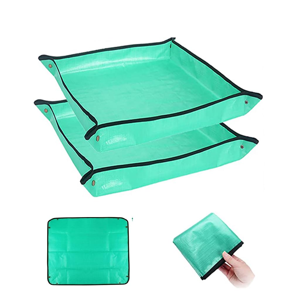 Biuwing 2Pcs 39.4' X 39.4' Plant Repotting Mat Waterproof Transplanting Mat Indoor Succulent Potting Mat Portable Gardening So