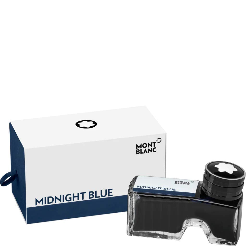 Montblanc Ink Bottle Midnight Blue 109204 - Premium-Quality Refill Ink In Blue-Black For Fountain Pens, Quills, And Calligraphy