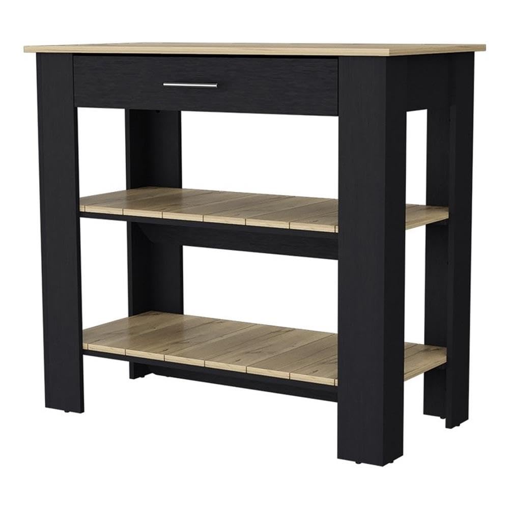 FM Furniture Brooklyn 40 Kitchen Island, Two Shelves, One Drawer