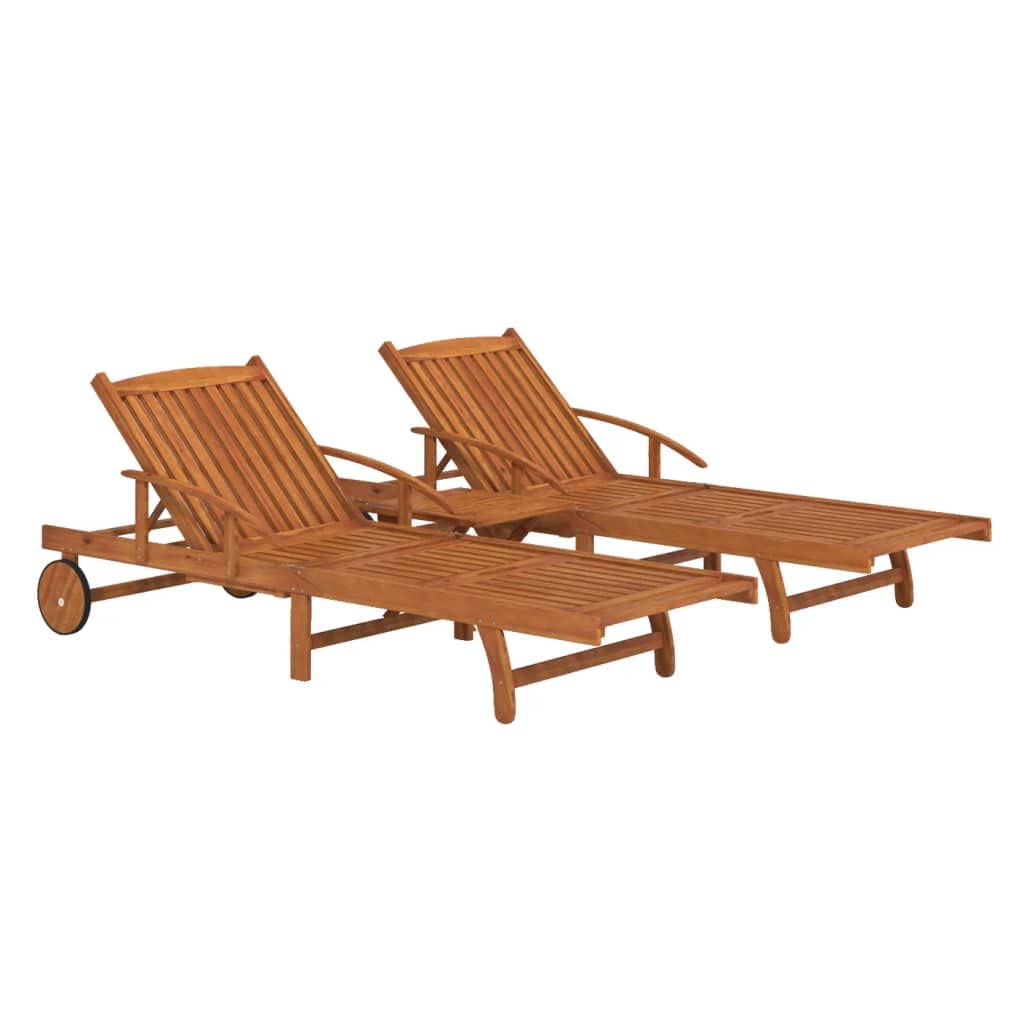 vidaXL 2 Piece Sunlounger Set with Foldable Table - Thumbnail 2