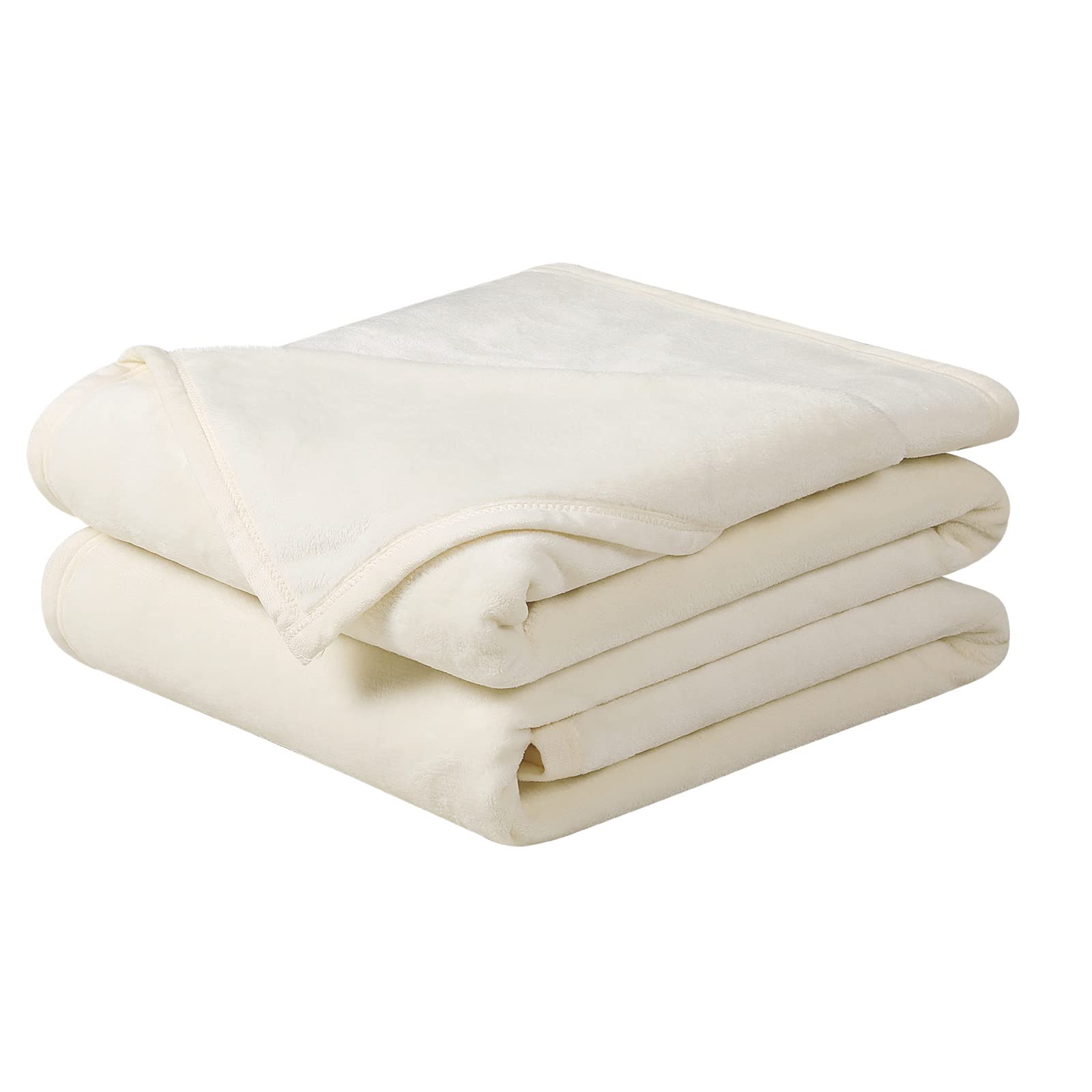 Soft California King Blanket Warm Fuzzy Microplush Lightweight Thermal Fleece Blankets For Couch Bed Sofa,102X108Inch,Ivory