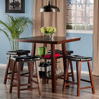 Ergode Wood Perrone High Table Set | Expandable Dining Solution | 2 Stools | Walnut Finish | Space-Saving | 160lbs Weight Limit (94506-VV)