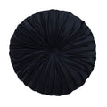 Teieas Round Throw Pillow Velvet Home Decoration Pleated Round Pillow Cushion For Couch Chair Bed Car Black