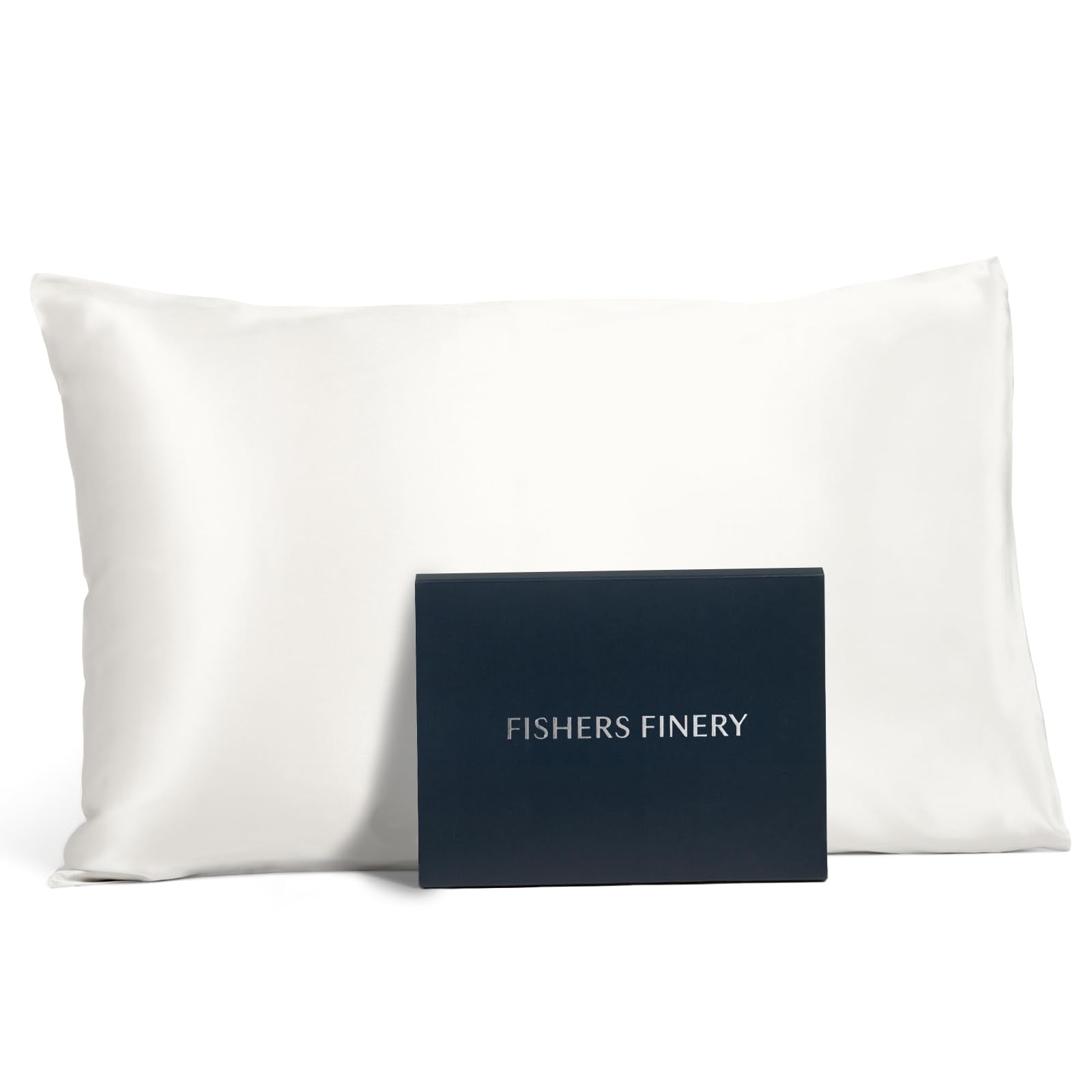 Fishers Finery 19Mm 100% Pure Mulberry Silk Pillowcase, Good Housekeeping Quality Tested (White, Q)