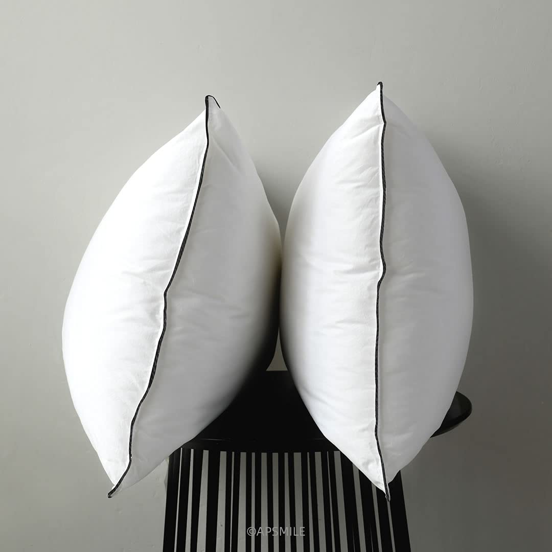 Apsmile Organic Feather Down Pillows Set Of 2, Standard Size Bed Pillows For Sleeping With 100% Cotton Cover, 3-Chamber Hybrid F