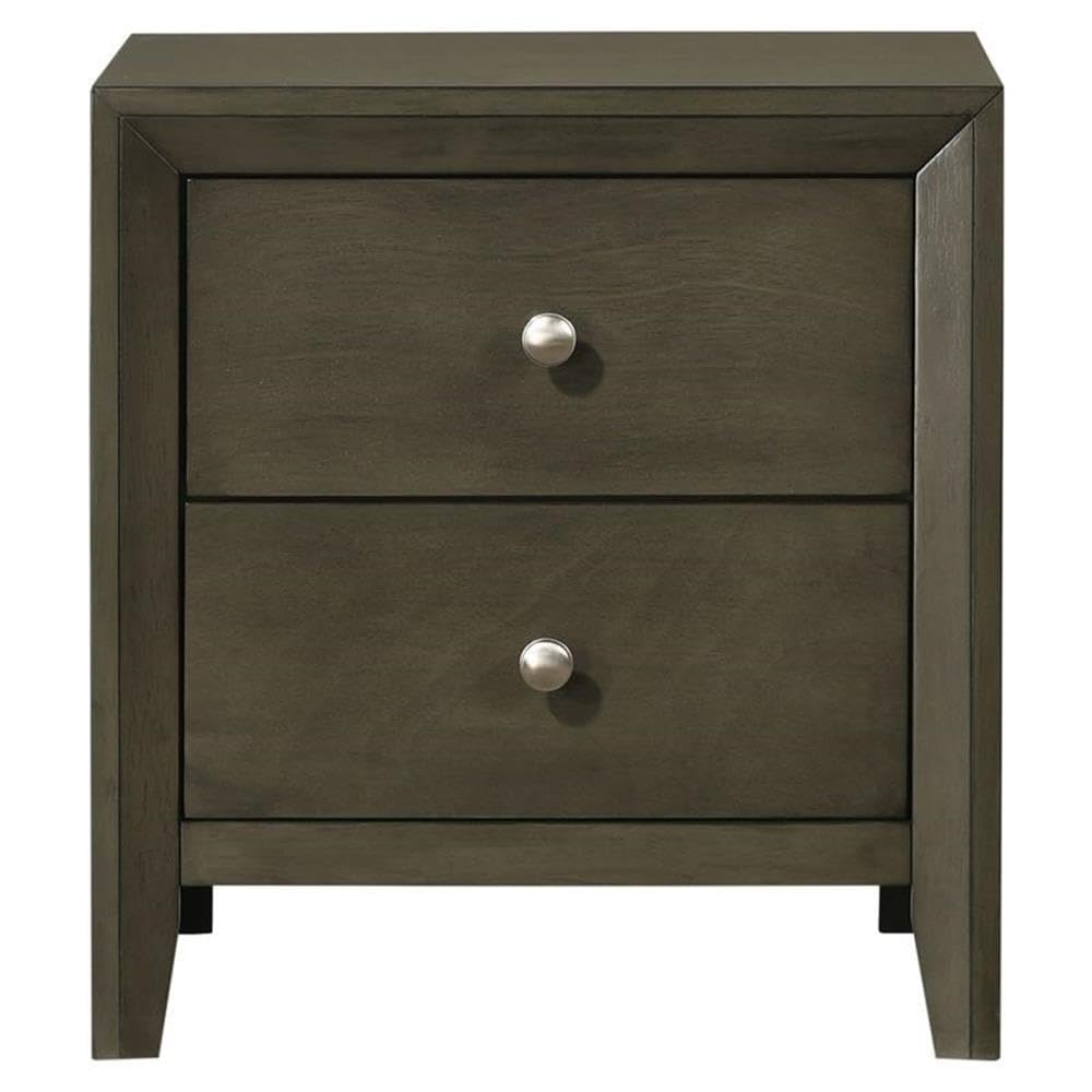 Acme Ilana Wooden Rectangular Nightstand with 2 Drawers in Gray