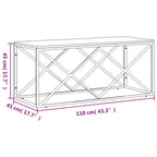 vidaXL Stainless Steel & Solid Acacia Wood Coffee Table - Modern Rectangular Side/Couch Table for Living Room