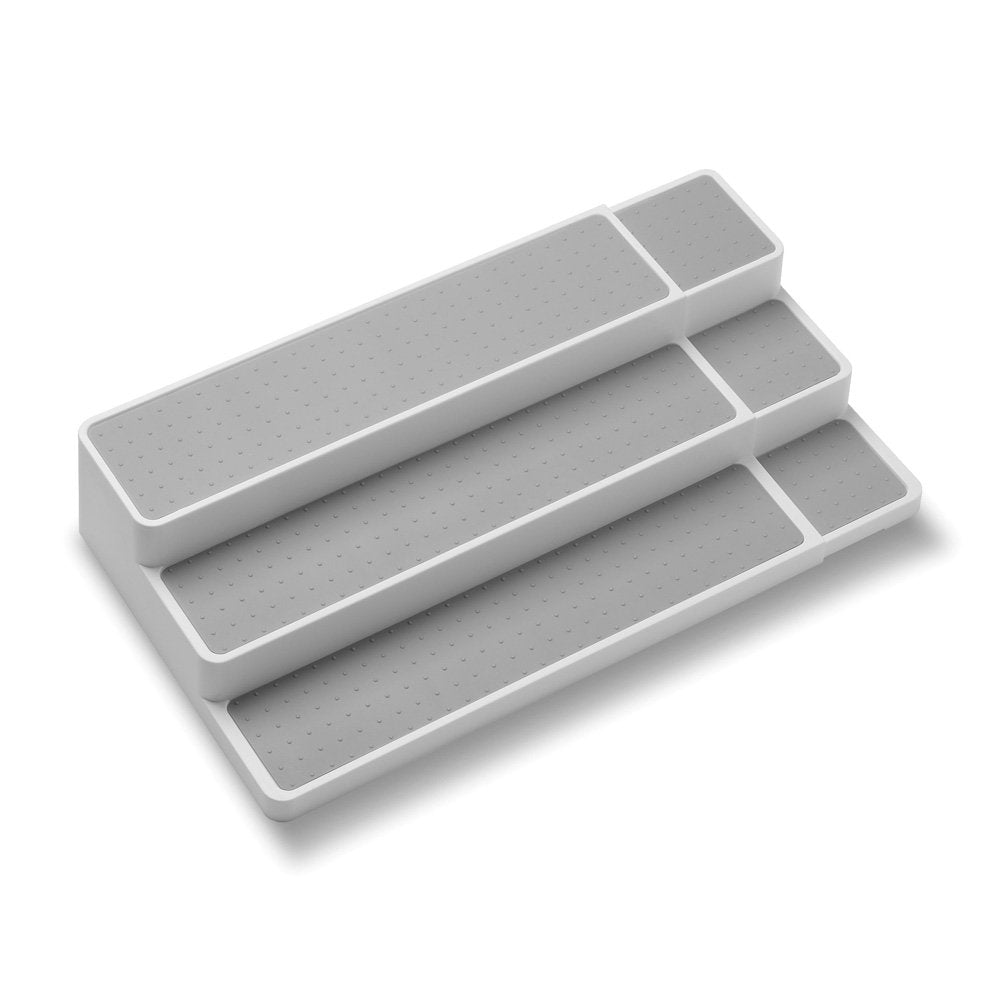 Madesmart Shelf Organizer Cabinet Collection, Fit Shelves, Soft-Grip Surface, Non-Slip Feet & BPA-Free, Large, White Expandable
