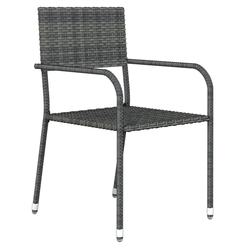 vidaXL 9-Piece Patio Dining Set - Garden/Outdoor Rectangular Table with Glass Top & 8 PE Rattan Stackable Chairs in Gray